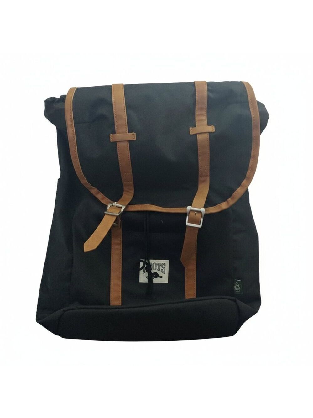 *ROOTS 17.3" Black Computer Backpack with Brown Accents - Picture 2 of 10
